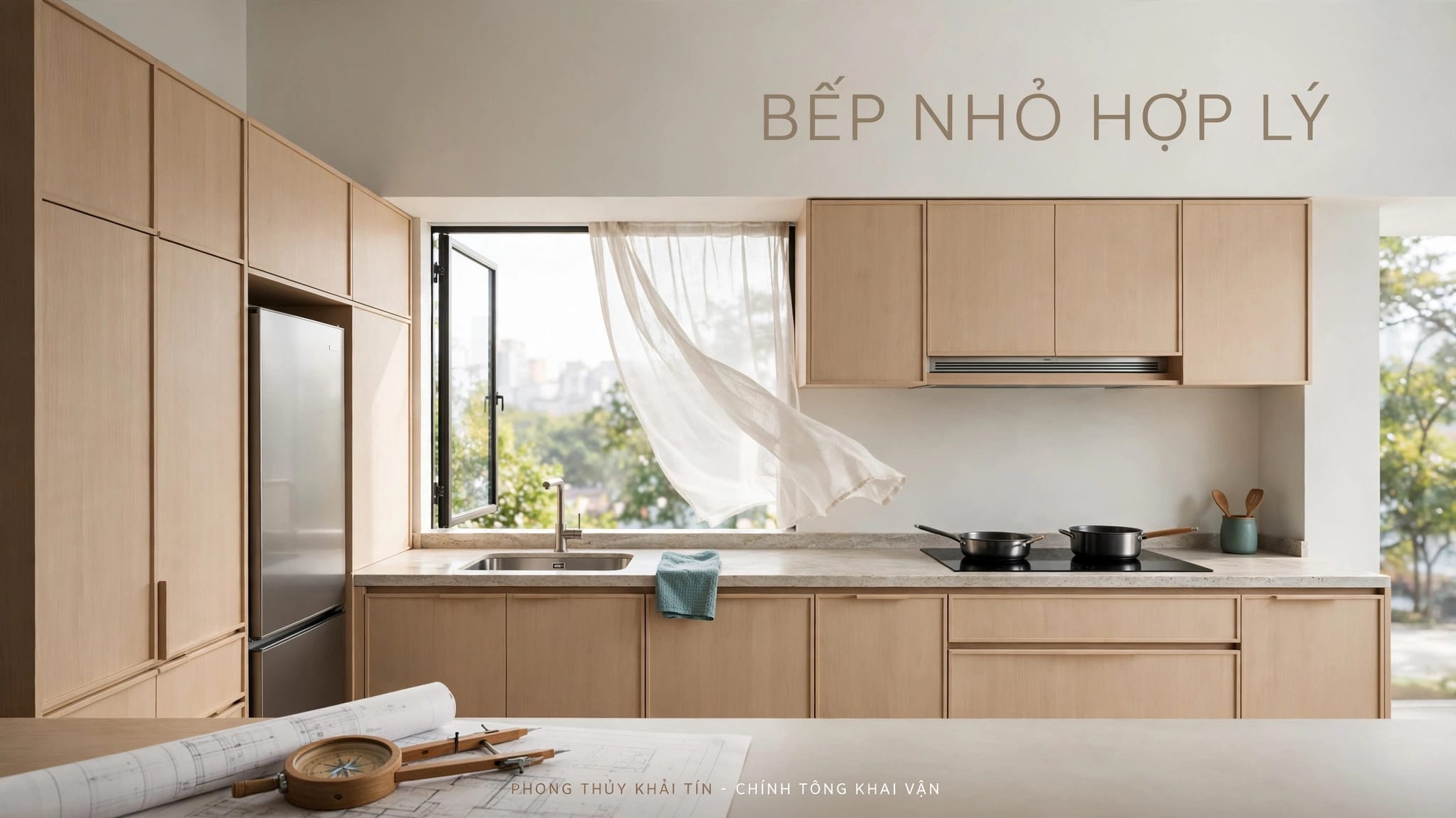 Bố trí bếp nhỏ theo công năng và phong thủy
