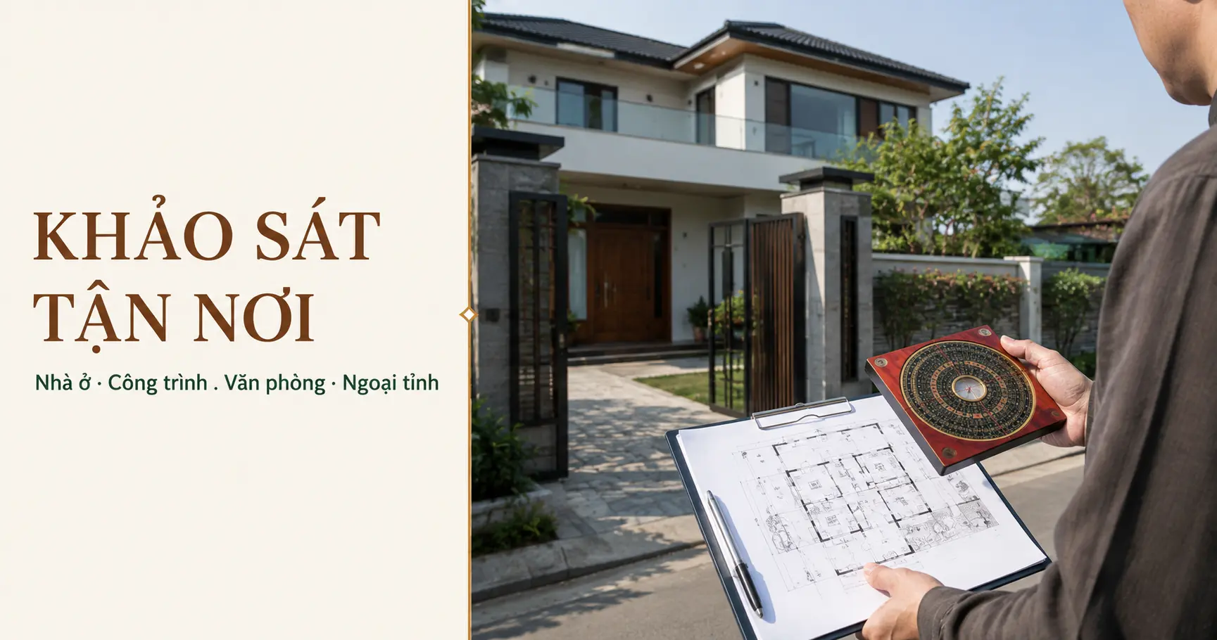 Alt text: Khảo sát phong thủy tận nơi ngoại tỉnh cho nhà ở và công trình